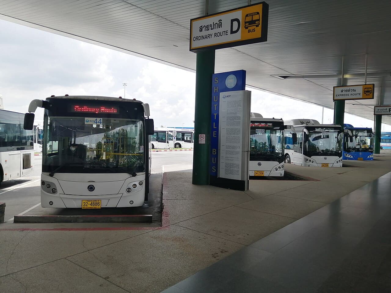 Bus area inside Suvarnabhumi Airport public transportation center.